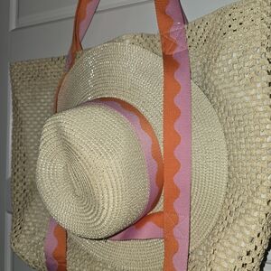 Shiraleah Straw Hat with Pink and Orange Accents